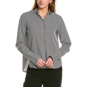 Theo The Label Womens  Larisa Striped Shirt, Black